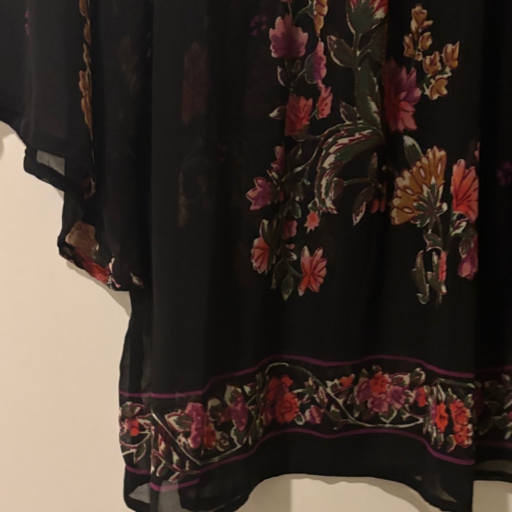 Angie Black Floral Sheer Blouse - Picture 3 of 9